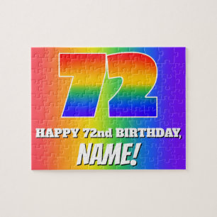 Puzzle 72e anniversaire — Motif Rainbow multicolore "72"