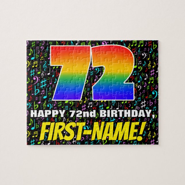 Puzzle 72e anniversaire — Symboles de musique amusants et (Horizontal)