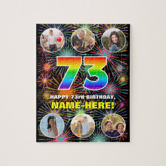 Puzzle 73e anniversaire : Arc en ciel amusant #, Nom pers (Vertical)