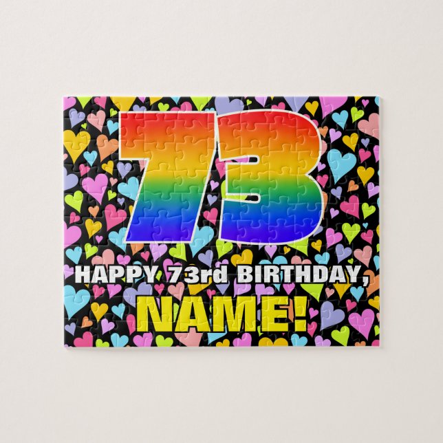Puzzle 73e anniversaire — Formes de coeur amusantes et ai (Horizontal)