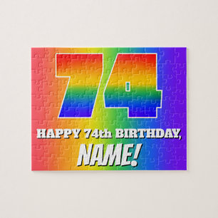 Puzzle 74e anniversaire — Motif Rainbow multicolore "74"