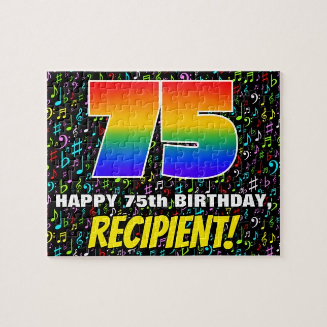 Puzzle 75e anniversaire — Symboles de musique amusants et (Horizontal)