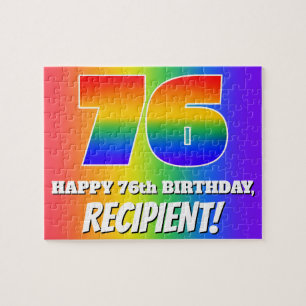 Puzzle 76e anniversaire — Motif Rainbow multicolore "76"