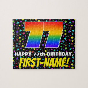 Puzzle 77e Anniversaire — Amusant, motif de champ d'étoil