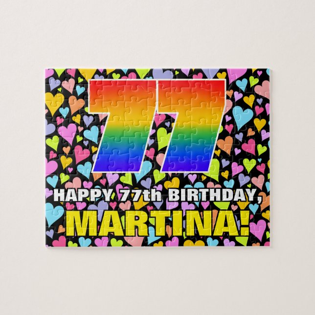 Puzzle 77e anniversaire — Formes de coeur amusantes et ai (Horizontal)