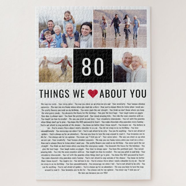 Puzzle 80 Choses Que Nous Aimons De Vous | 80e anniversai (Vertical)