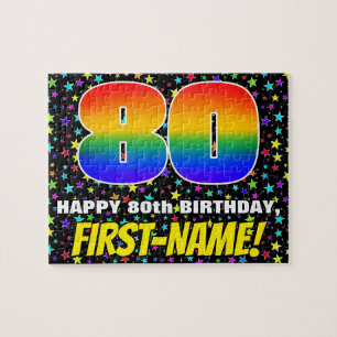 Puzzle 80e anniversaire — Amusant, Motif de terrain étoil