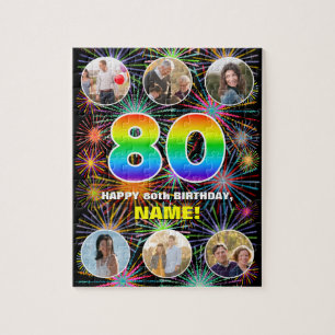 Puzzle 80e anniversaire : Arc en ciel amusant #, Nom pers