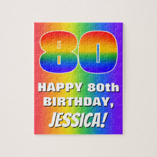 Puzzle 80e anniversaire : coloré, amusant Motif arc-en-ci