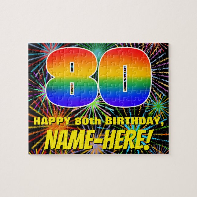 Puzzle 80e anniversaire : Feu d'artifice festif amusant e (Horizontal)