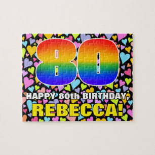 Puzzle 80e anniversaire — Formes de coeur amusantes et ai