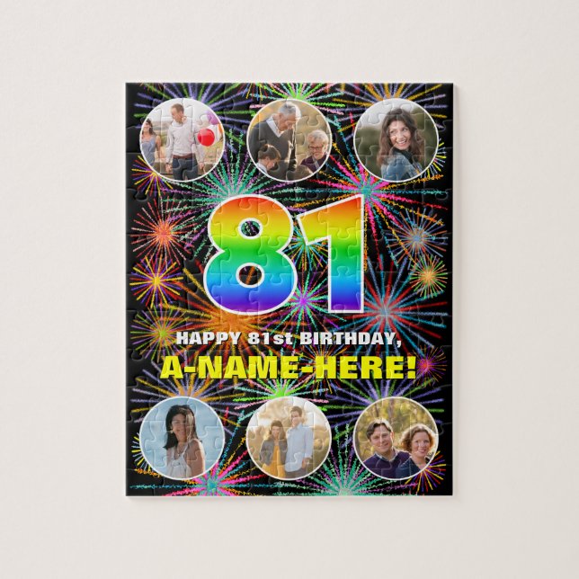 Puzzle 81e anniversaire : Arc en ciel amusant #, Nom pers (Vertical)