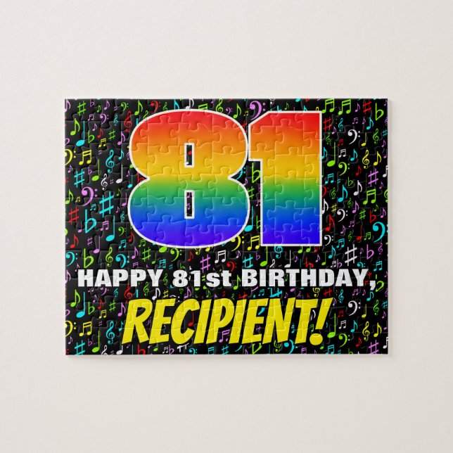 Puzzle 81e anniversaire — Symboles de musique amusante et (Horizontal)