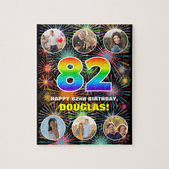Puzzle 82e anniversaire : Arc en ciel amusant #, Nom pers (Vertical)
