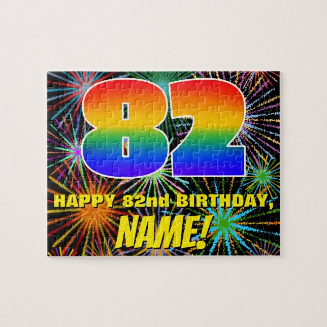 Puzzle 82e anniversaire : Feu d'artifice festif amusant e (Horizontal)