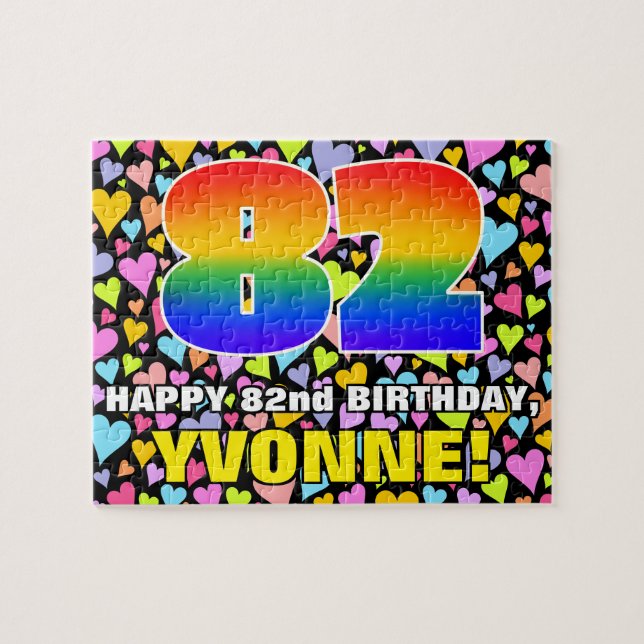 Puzzle 82e anniversaire — Formes de coeur amusantes et ai (Horizontal)