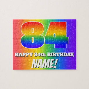 Puzzle 84e anniversaire — Motif Rainbow multicolore "84"