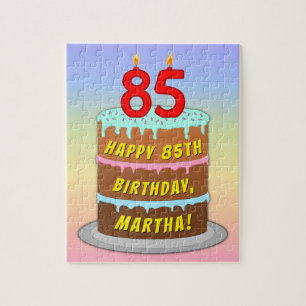 Puzzle 85e anniversaire : Fun Cake and Candles + Nom pers