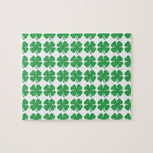 Puzzle 8 bits Pixel Lucky Four Leaf Clocher (Horizontal)