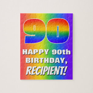 Puzzle 90e anniversaire : coloré, amusant Motif arc-en-ci