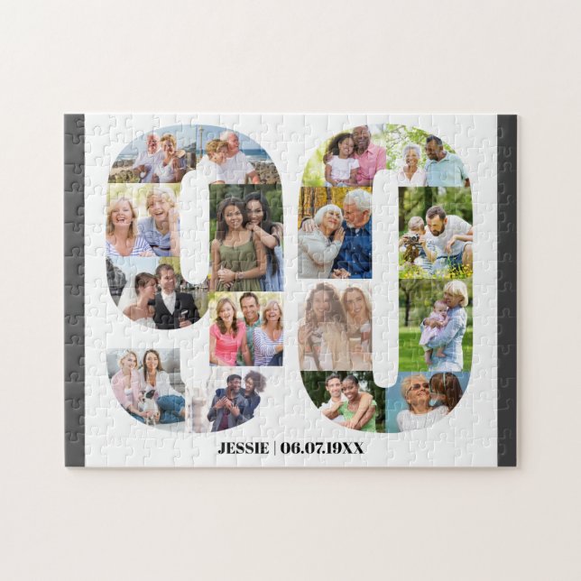Puzzle 90e anniversaire Numéro 90 Photo personnalisée (Horizontal)
