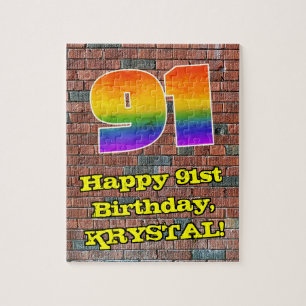 Puzzle 91e anniversaire : Arc-en-ciel amusant inspiré par
