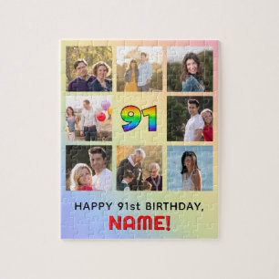 Puzzle 91e anniversaire : Arc en ciel amusant #, Nom pers