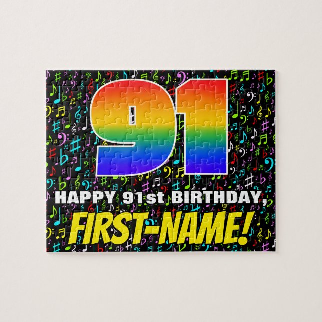 Puzzle 91e anniversaire — Symboles de musique amusante et (Horizontal)