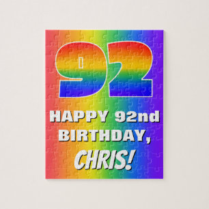 Puzzle 92e anniversaire : coloré, amusant Motif arc-en-ci
