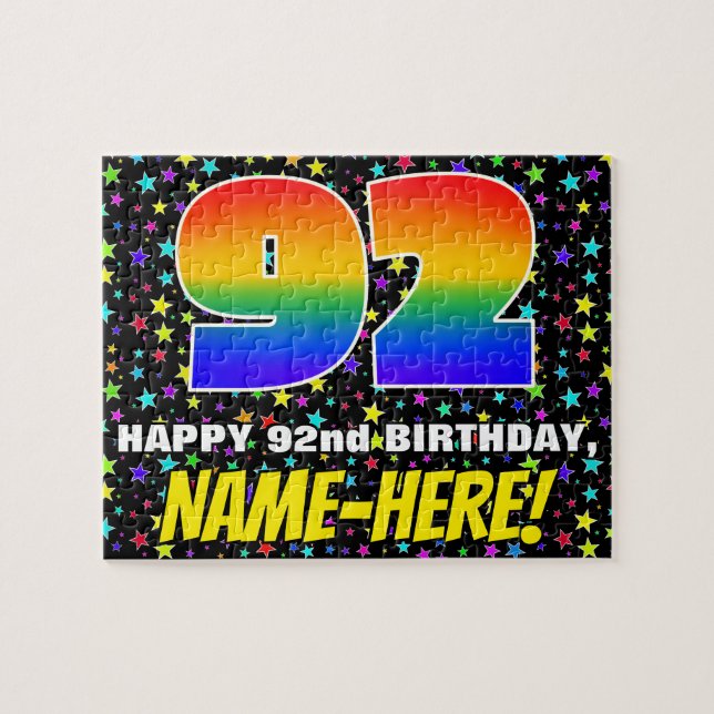 Puzzle 92e anniversaire — Motif de terrain amusant et col (Horizontal)