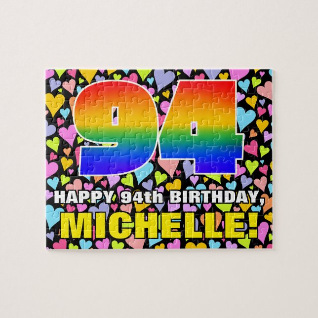 Puzzle 94e anniversaire — Formes de coeur amusantes et ai (Horizontal)