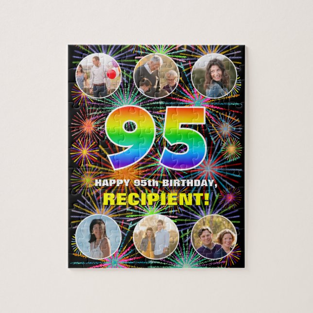 Puzzle 95e anniversaire : Arc en ciel amusant #, Nom pers (Vertical)