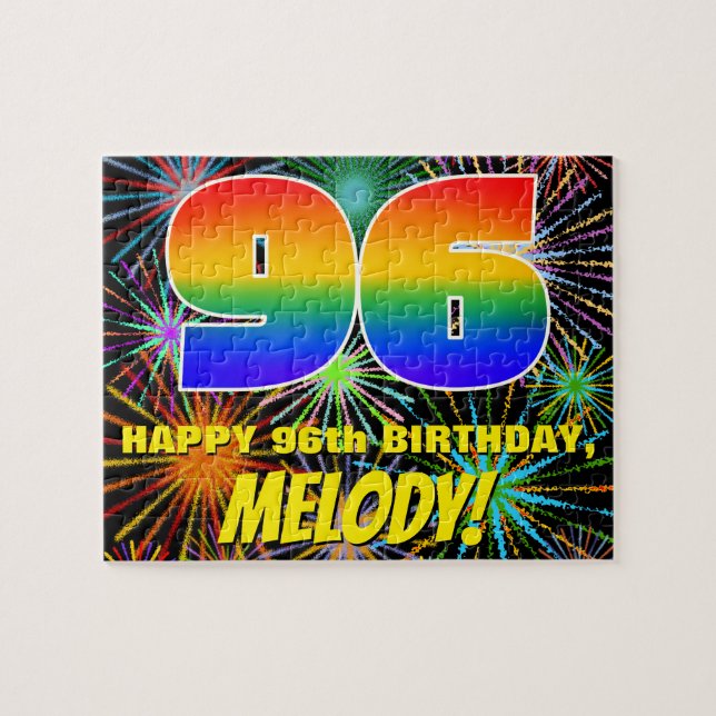 Puzzle 96e anniversaire : Feu d'artifice festif amusant e (Horizontal)