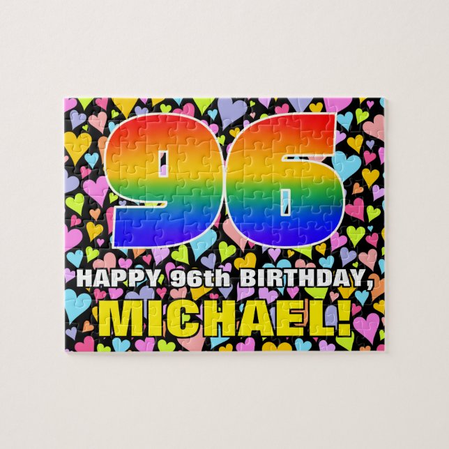 Puzzle 96e anniversaire — Formes de coeur amusantes et ai (Horizontal)