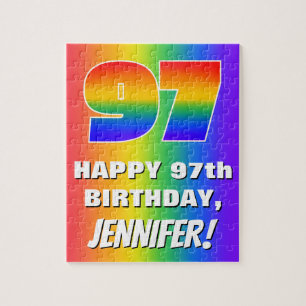 Puzzle 97e anniversaire : coloré, amusant Motif arc-en-ci