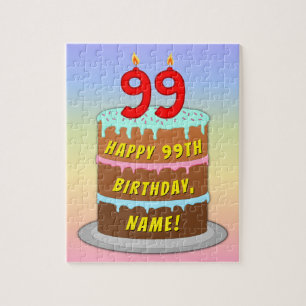 Puzzle 99e anniversaire : Fun Cake and Candles + Nom pers