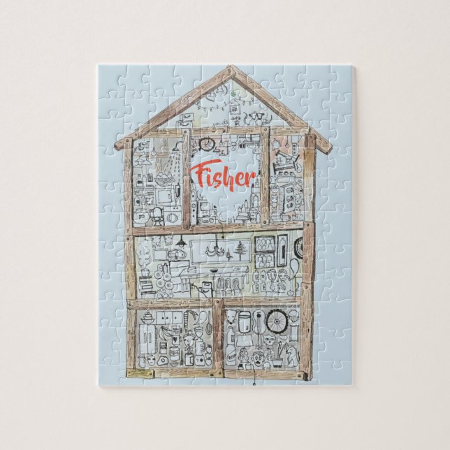 Puzzle à la maison personnalisé de coeur (Vertical)