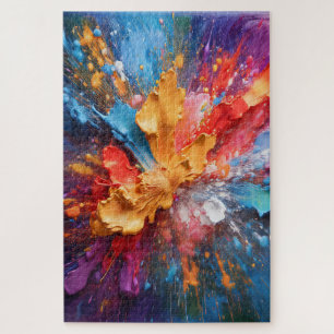 Puzzle à l'huile expressionniste abstrait avec écl