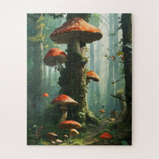 Puzzle a magical forest, mushrooms, a mystical forest, to