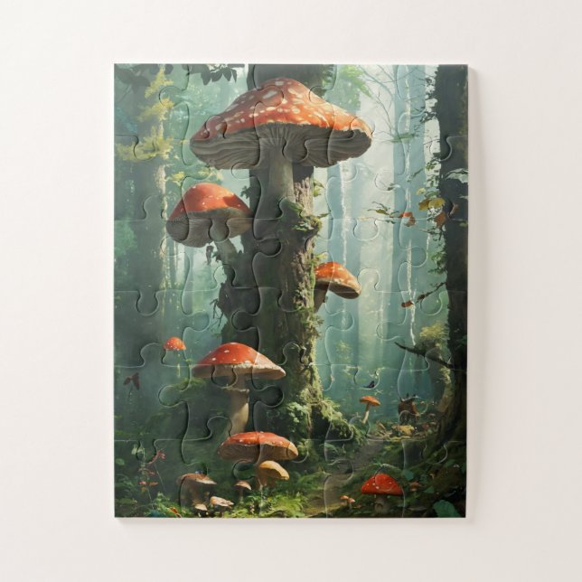 Puzzle a magical forest, mushrooms, a mystical forest, to (Vertical)