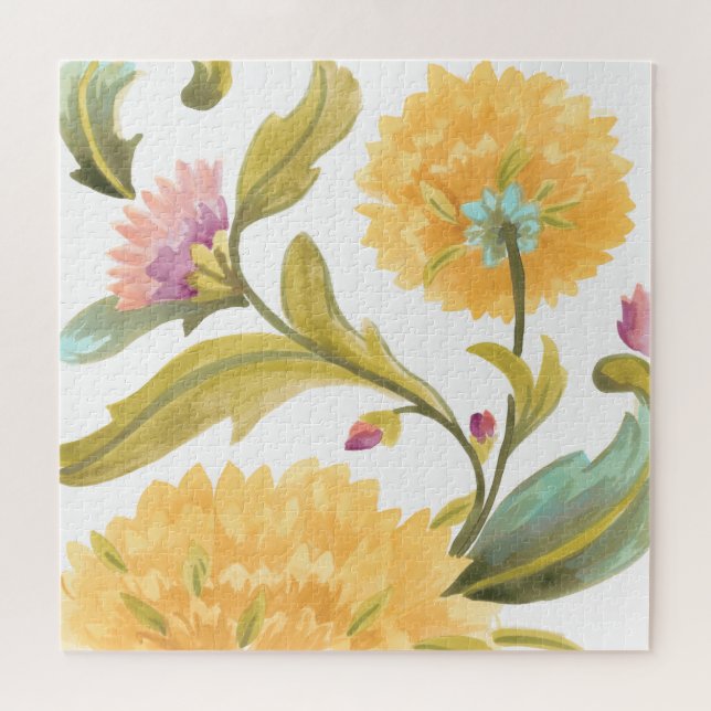 Puzzle Abbaye Carreaux floraux - Fleurs Jaunes (Horizontal)