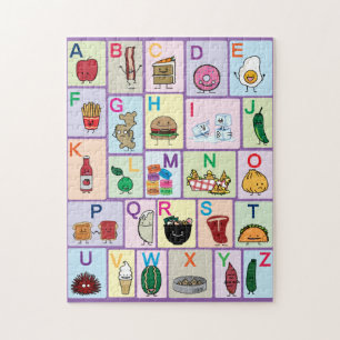 Puzzle ABC Alphabet lettres d'apprentissage aliments heur