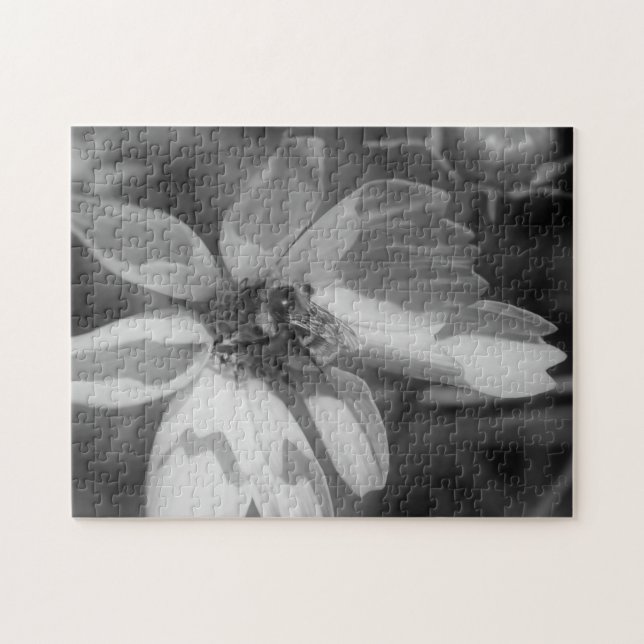 Puzzle Abeille À Fleur En Noir Et Blanc (Horizontal)