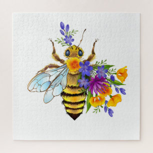 Puzzle Abeille à fleurs avec des plantes sauvages