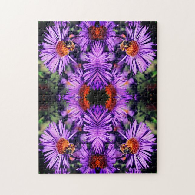 Puzzle Abeille De Miel Sur Fleur D'Aster Violet Abstrait (Vertical)