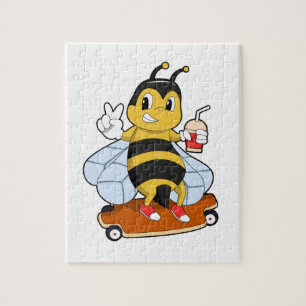 Puzzle Abeille en patineur avec planche à roulettes