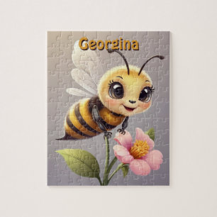 Puzzle Abeille mignonne sur fleur Personnalisé
