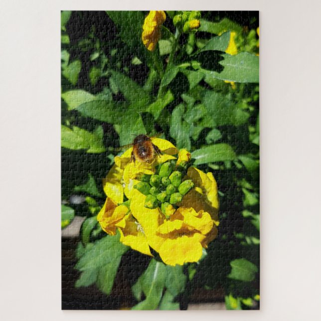 Puzzle Abeille sur Fleurs Jaunes (Vertical)