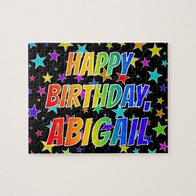 Puzzle "ABIGAIL" Prénom, Amusant "HEUREUX ANNIVERSAIRE" (Horizontal)