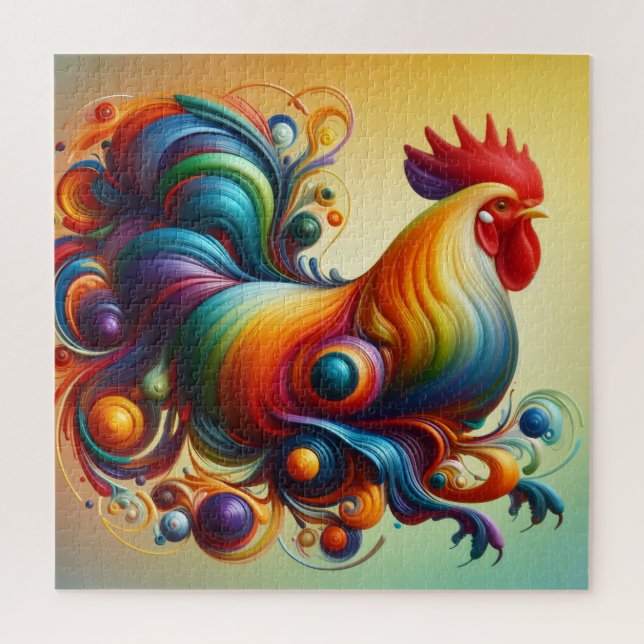 Puzzle Abstract Colorful Rooster (Vertical)